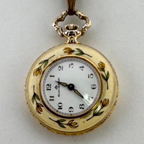 Bucherer pendant watch boasts an enamel flower bezel and a horses head design - Picture 4 of 8